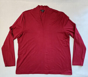 Talbots XL Burgundy Pullover Long Sleeve Top Rayon Spandex Vneck Maroon
